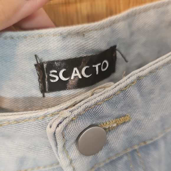 Stylish Light Blue Star-Studded Straight Leg Jeans - Picture 2 of 10